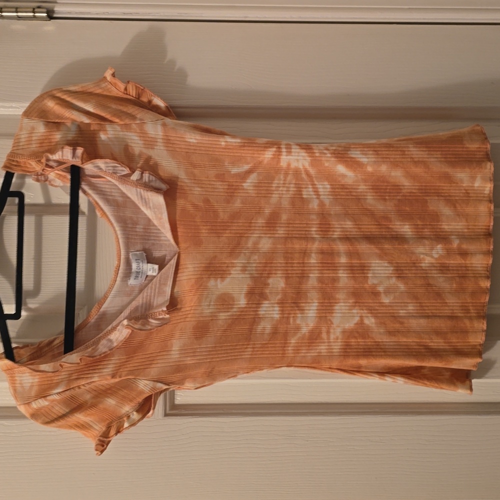 TRUE CRAFT WOMEN'S JUNIOR SHORT SLEEVE COPPER TIE DYE SUMMER TOP SIZE XS